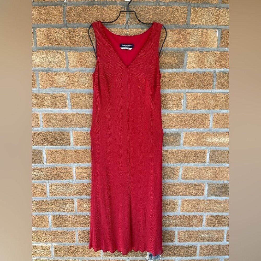 marina rinaldi red chiffon slip dress size 19